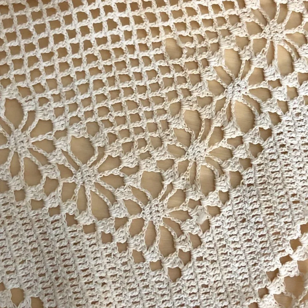 Gorgeous Cottagecore Romantic Handcrafted Linen & Crocheted Lace Ivory Apron